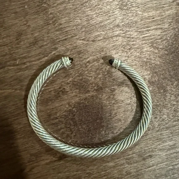 David Yurman Cable Bracelet Sterling Silver with Black Onyx and Diamonds, 4mm - Picture 3 of 5